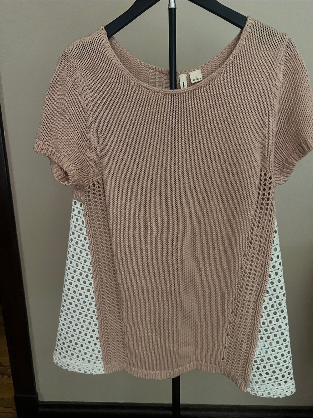ANTHRO- Moth Dusty Rose Knit Top with White Eyelet Skirt